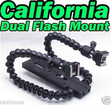 Dual Mount Arm Macro Shot Flexible Flash bracket Speedlight Canon Nikon Camera 