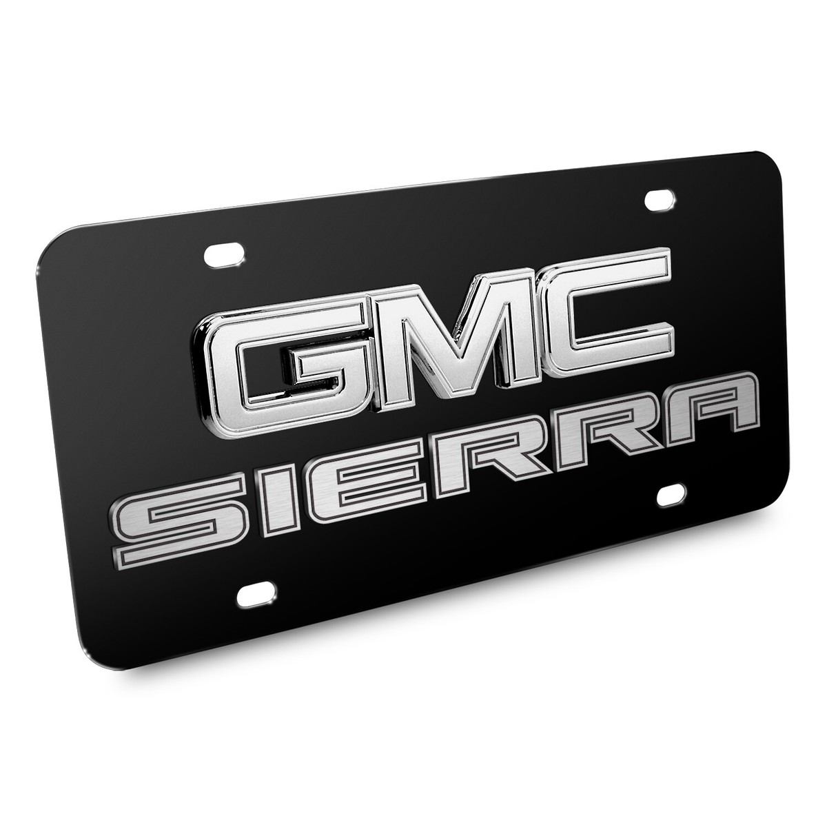 GMC Sierra 3D Dual Logo Black Stainless Steel License Plate