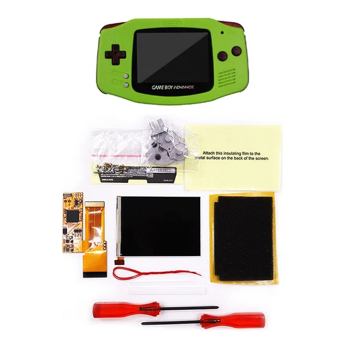 GBA 10 Levels Brightness V2 IPS Backlight LCD Mod & Shell With Clear Red Buttons