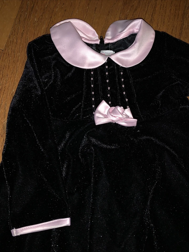 SOPHIE ROSE Wedding Flower Girl Black Velvet Pink Collar Church Dress ❤️tb11j10 - Image 4 of 4