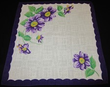 Vintage Hankie Floral Shades of Lavender Purple Accent White Center SWEET 