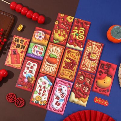 6pcs Traditional Children Money Pocket Cartoon Gifts Packing Bags boutiques Bonus