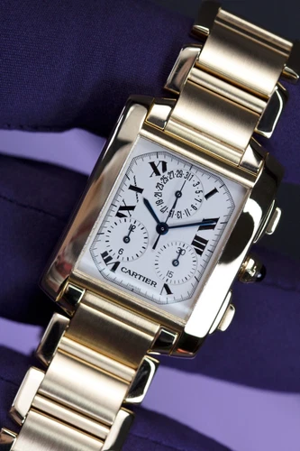 Cartier Tank Française Chronoflex 18k Yellow Gold, 1830 Men's Watch