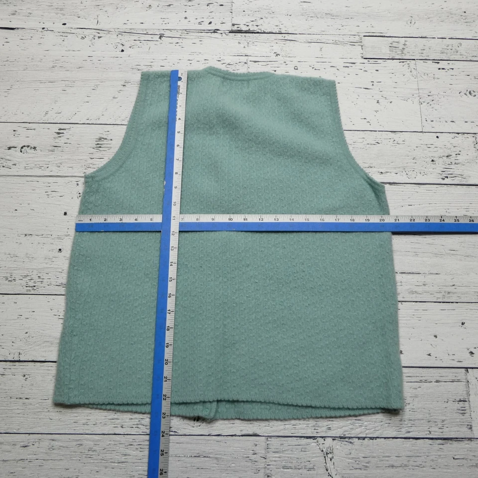 Cárdigan Suéter Vintage Informal Esquina Lana Angora Mujeres M Verde Cable Tejido Chaleco Foto 4 de 4