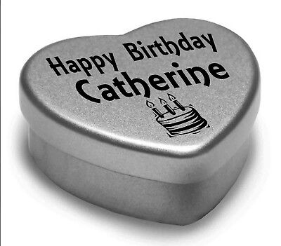 Joyeux Anniversaire Catherine Mini Coeur Tin Cadeau Pour Chocolats Catherine Ebay