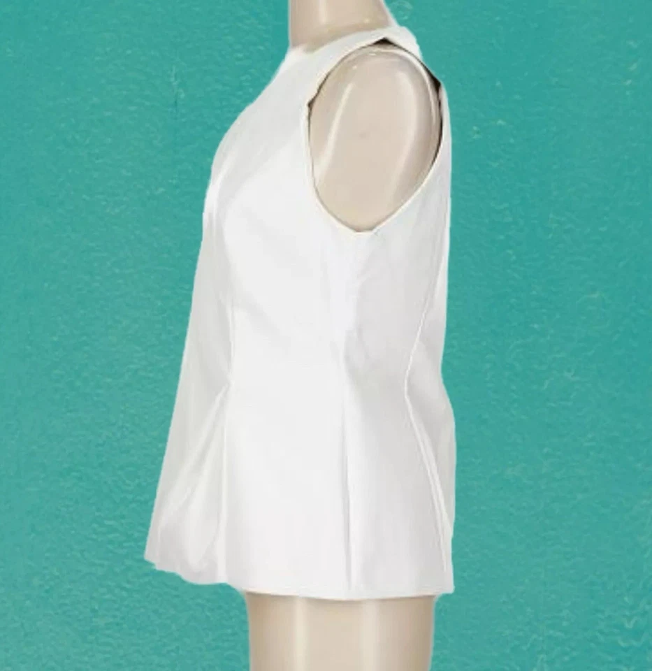 Top Julie Brown NYC Clásico Blanco Sin Mangas Peplum XS Foto 4 de 4