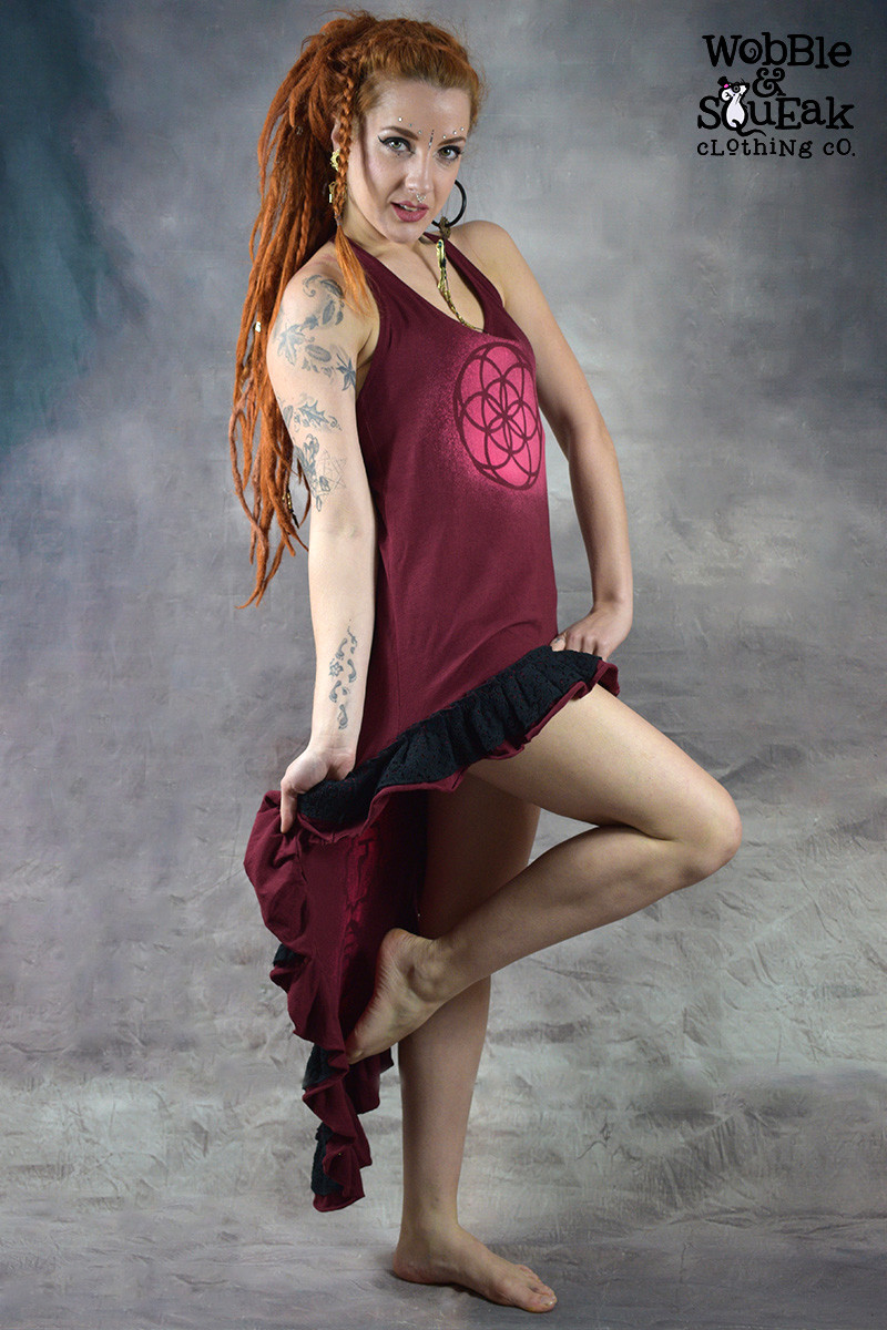 VESTIDO PIXIE de siete chakras Flamenco Psytrance Festival Hippy Mandala Burning Man