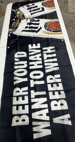 MILLER LITE Beer Flag It'S Miller Time 2X6ft Banner Man Cave - Picture 4 of 5