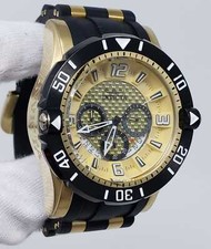 Invicta Pro Diver Scuba Chronograph Gold Tone w/ Rubber Men's Watch 23700 SD9