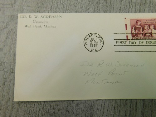 First Day Of Issue Philie PA 1957 Honoring Teachers America Stamp Envelope Cover - Picture 3 of 4