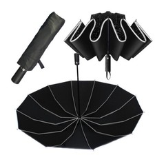 Stormproof Umbrella - Extra Strong With 12 Struts - Reflectors On Edge
