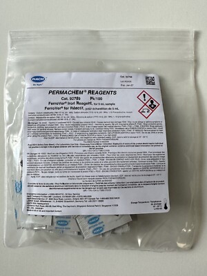 New Hach 92799 FerroVer Iron Reagent Powder Pillow For 5 mL Sample, Pk/100