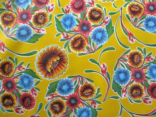 YELLOW BLOOM VINYL OILCLOTH TABLECLOTHS DINING KITCHEN PATIO 6 SIZE 48x48-108 - Picture 5 of 7