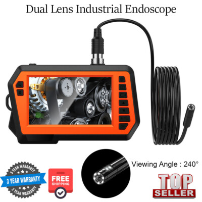 Industrial Endoscope 1080P Dual Lens Endoscope Camera with Light 4.3'' Screen