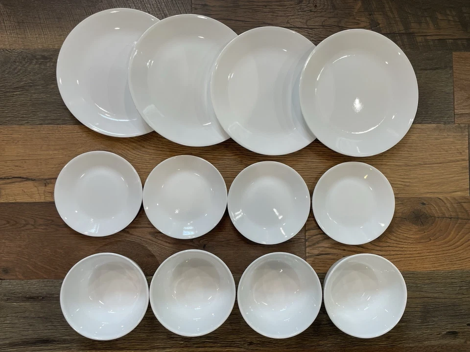 12 Corelle DEEP BOWLS Dinner Plates BREAD Winter Frost White SOLID Serves 4 - Image 2 of 3