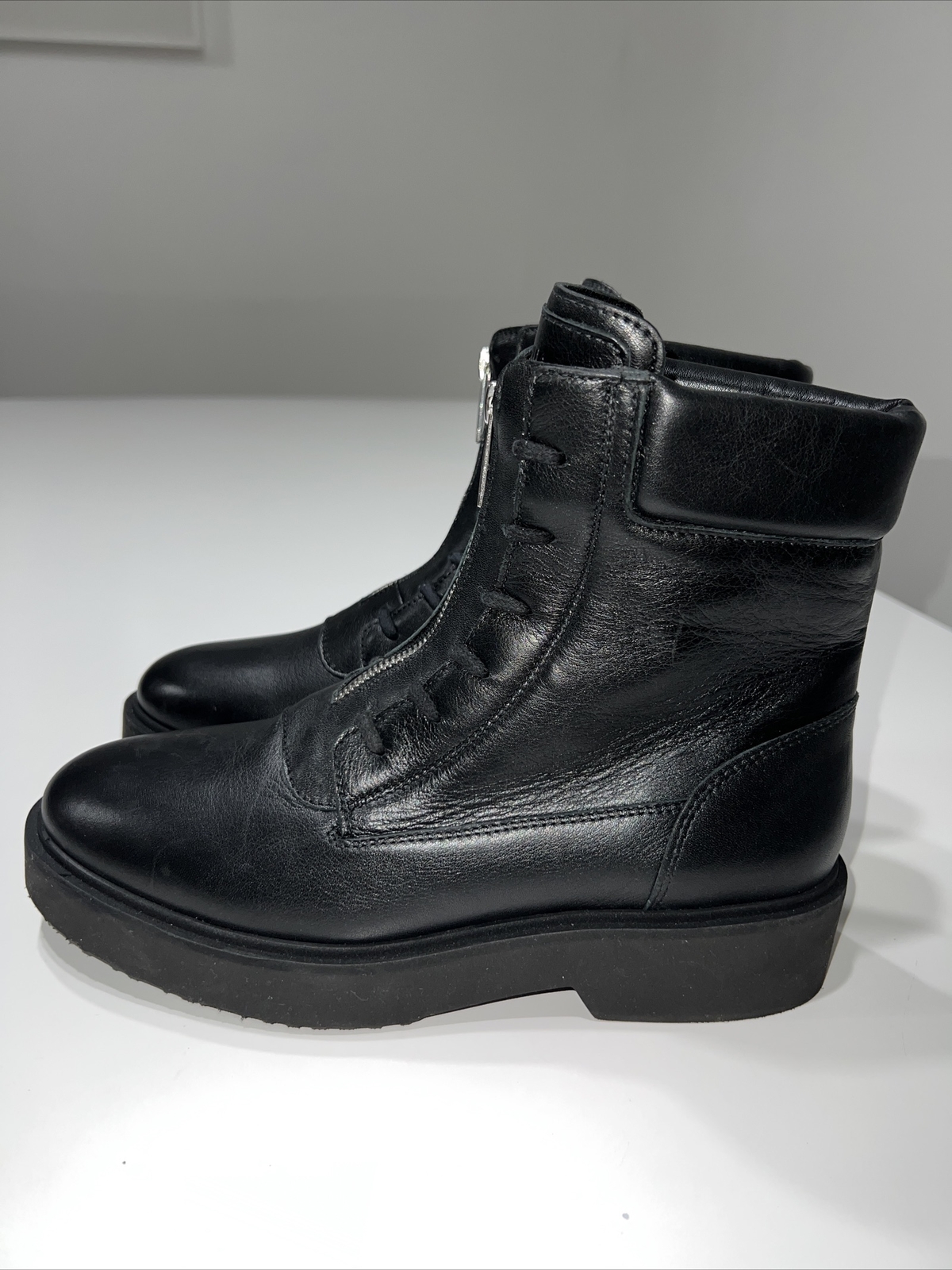 AQUATALIA Off Black Made In Italy Leather Melani Boots Size 9.5