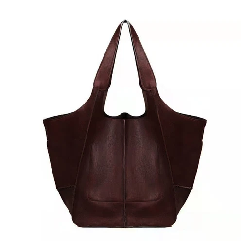 Women Large Capacity Soft Leather Casual Tote Shoulder Bag Retro Shopper Handbag - Picture 27 of 35