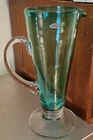 Vintage Blenko Glass Beaker Pitcher Green Teal 11.5" Tall-Cracked