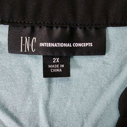 INTERNATIONAL CONCEPTS Turquoise Shirt Womens 2XL Plus Size Blouse Black Trim - Picture 13 of 19