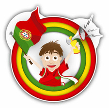 Portugal Flag Soccer Fan Cartoon Car Bumper Sticker Decal "SIZES"