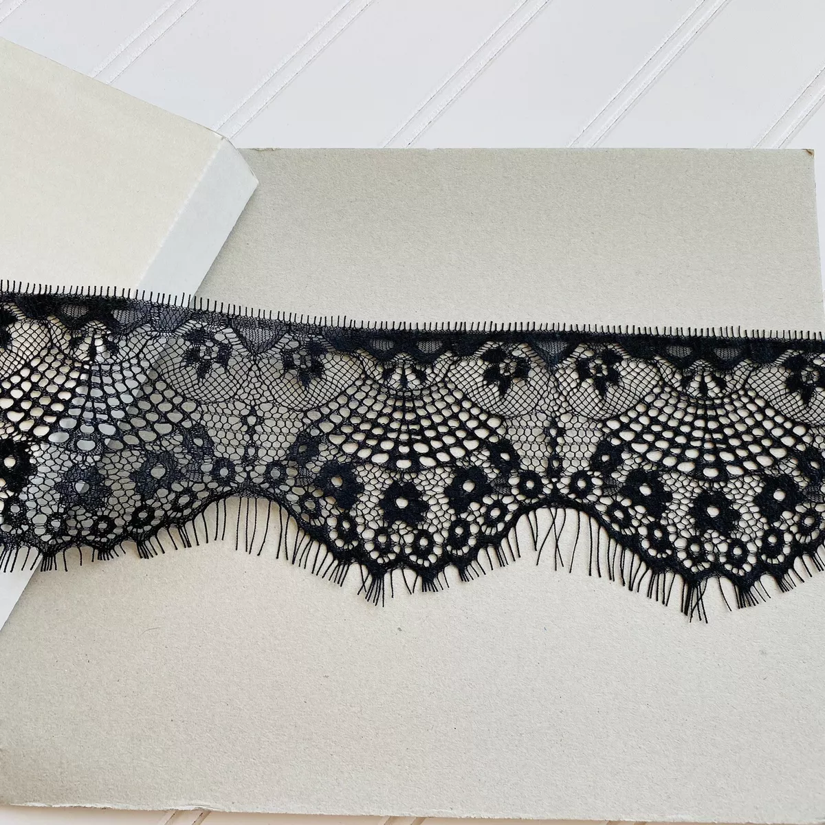 3 Yards Black Floral Eyelash French Lace Trim Sewing Crafts