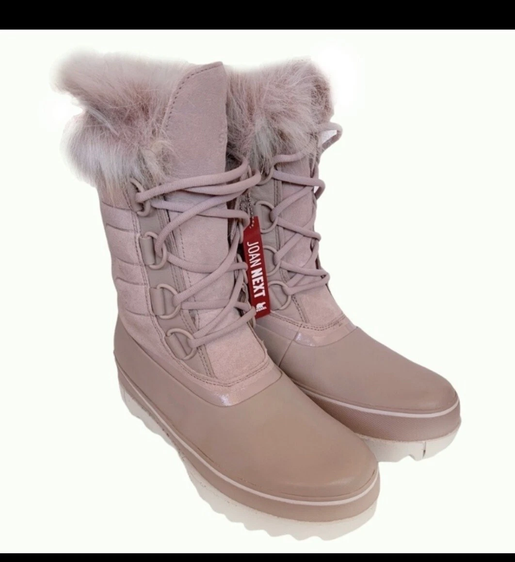 Sorel Boots Joan Of Arctic Next Faux Fur Waterproof Mauve Pink Womens SZ 5