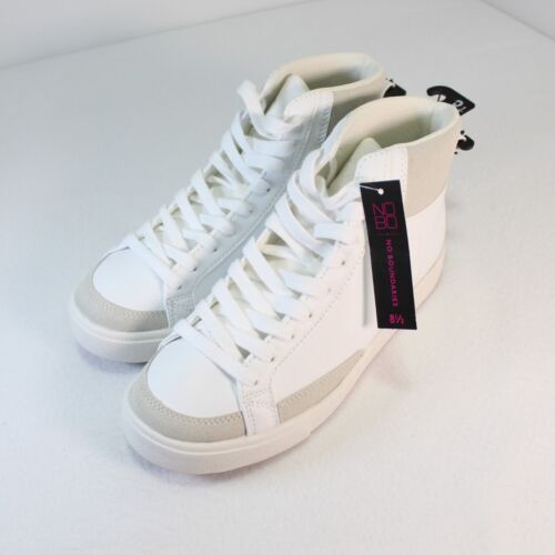 No Boundaries Womens High Top White Sneakers Shoes Size US 8.5 Lace Up