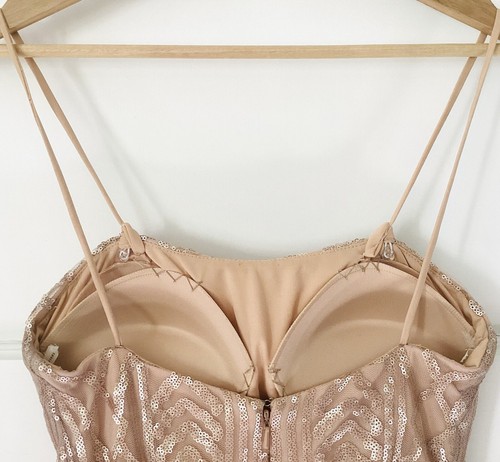 Wtoo Talisa Sequence Mesh Strapless Gown Latte Color Size 0XL Or Size 0 - Picture 8 of 15
