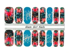 Tropical Butterfly Sparkle Nail polish strips / Nail Wraps / Nail Stickers