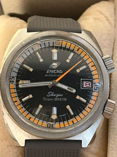 Enicar Sherpa Super Dive Vintage Men's Automatic Watch Swiss Made Running Japan