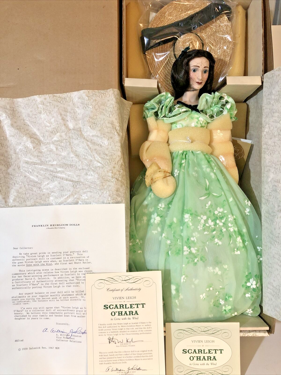 樹脂製少女人形 緑色ドレス 約41cm GONE WITH THE WIND VIVIEN LEIGH AS SCARLETT O'HARA FRANKLIN MINT