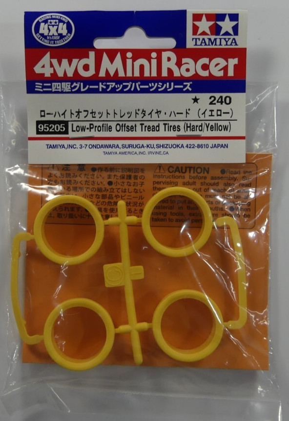 TAMIYA 4WD Mini Racer 95205 Low-Profile Offset Tread Tires (Hard/Yellow)