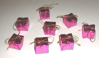 Mini Christmas Ornaments Rose Red Wrapped Gifts 1'' Gold Thread for Mini Tree
