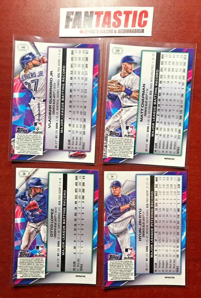 2022 Topps Chrome Cosmic TORONTO BLUE JAYS Refractor Card YOU PICK - Image 2 of 2