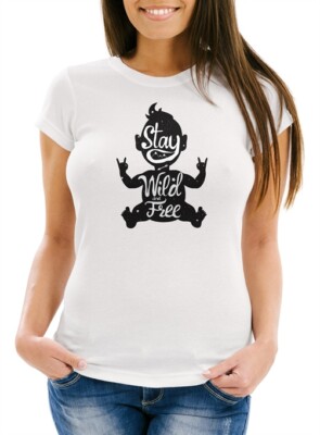 Damen T-Shirt Stay Wild & Free Slim Fit Moonworks 