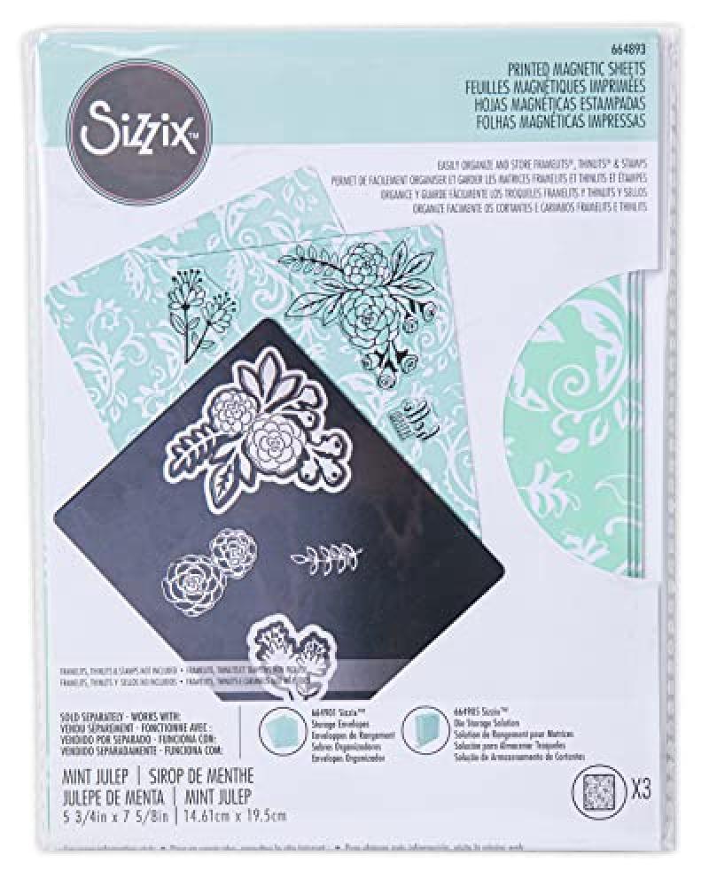 Sizzix Fogli magnetici stampati Storage 5 3/4" x 7 5/8" Confezione da 3, 664893