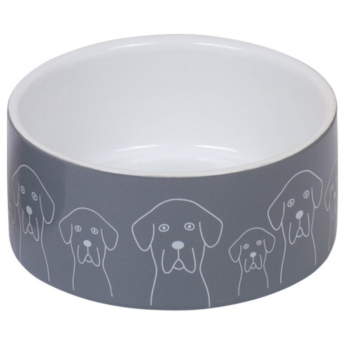 Nobby Keramik Napf Dogs Grau-Weiß 1100Ml Keramiknapf Fressnapf Wassernapf Hund-image