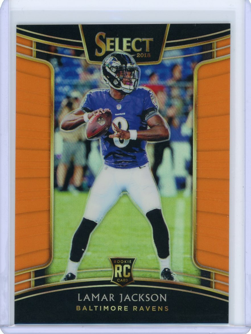 2018 Panini Select Concourse Orange Prizm Rookie #70 Lamar Jackson #01/49