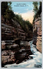 Jacob's Ladder Rushing Stream Rock Bluffs Ausable Chasm NY C1910's Postcard L17