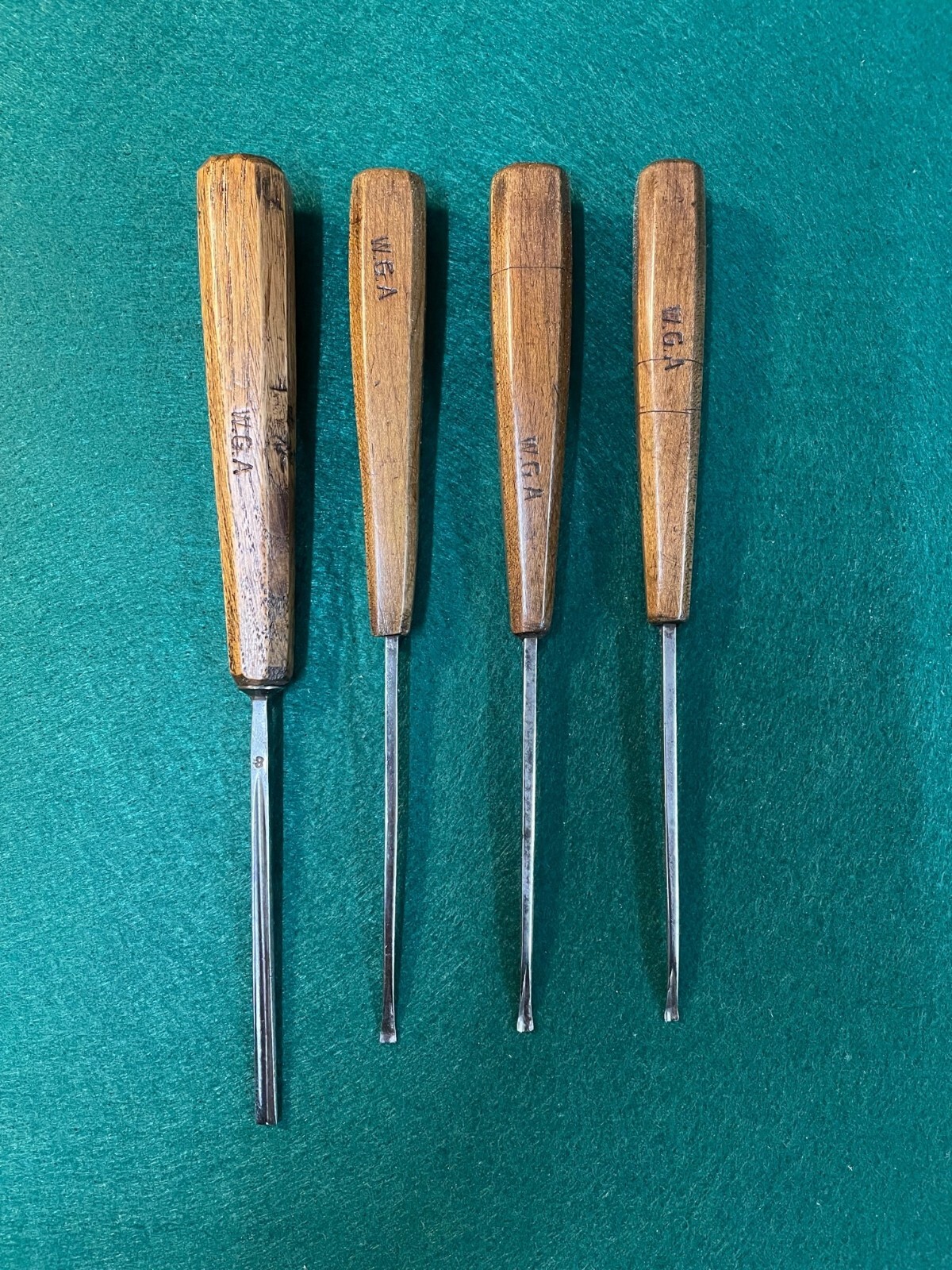 Set of 4 vintage wood carving chisels. Addis and unknown eBay