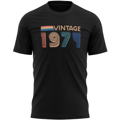 Vintage Birthday 1974 Mens T Shirt shirt Funny Him 50th Retro Celebrating Tee...