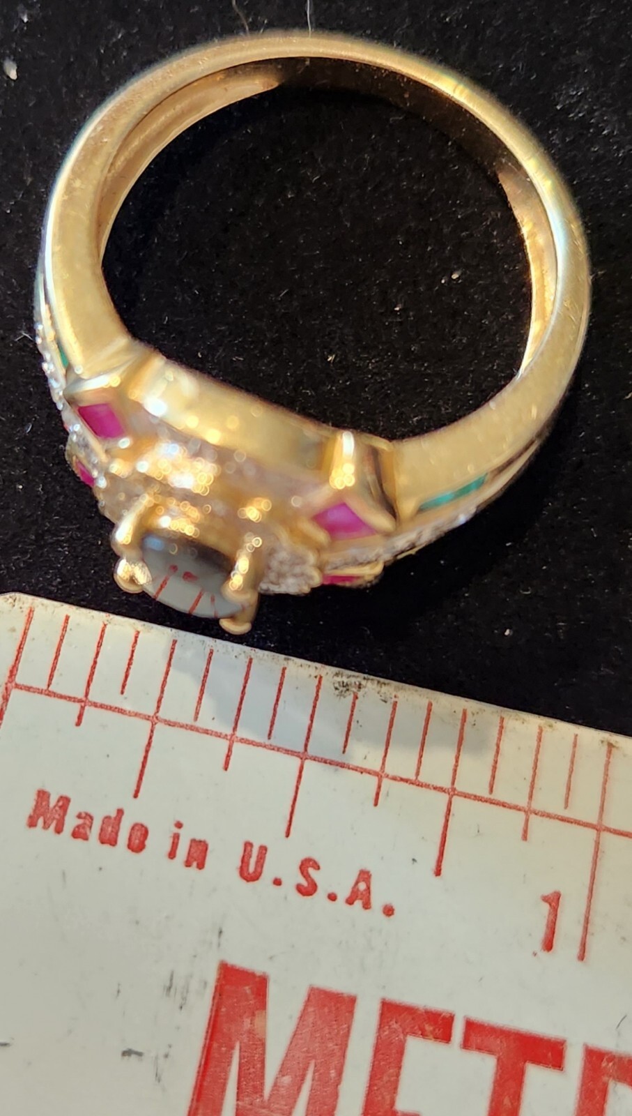 14K Solid Gold Oval Sapphire  Diamond Ruby Emeral… - image 4