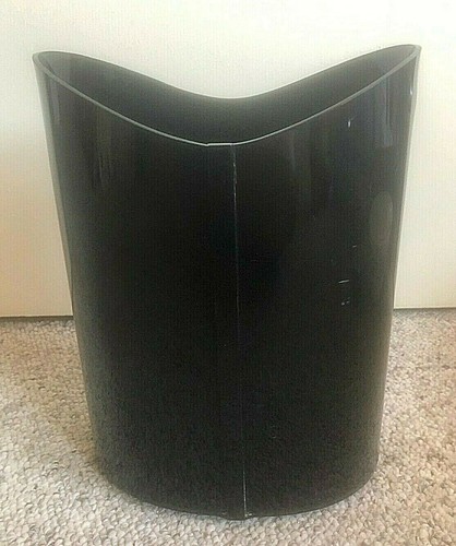 Mid Century Modern Black Plastic Danish Executive Wastebasket Trash Can - Picture 8 of 10