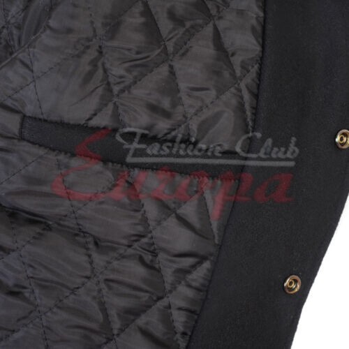 Wool Varsity Baseball Letterman Hoodie with Geuine Leather Sleeves Hood - Picture 3 of 4