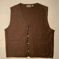Vtg 90s Structure Le Collezioni 100 Wool Knit Button Vest Brown L MINT Grandpa