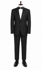 Boys Calvin Klein Black Tuxedo Jacket with Pants Two Button Peak Lapels Size 14