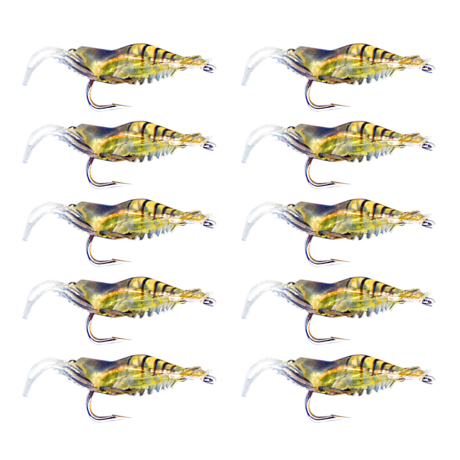 10pcs Shrimp Simulation Soft Prawn Lure Bait Hook Tackle Bass Fishing Lures Vis