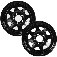 eCustomrim 2-Pack Boat Trailer Rims Wheels 15 x 6 in. 15x6 5 Lug Black Spoke