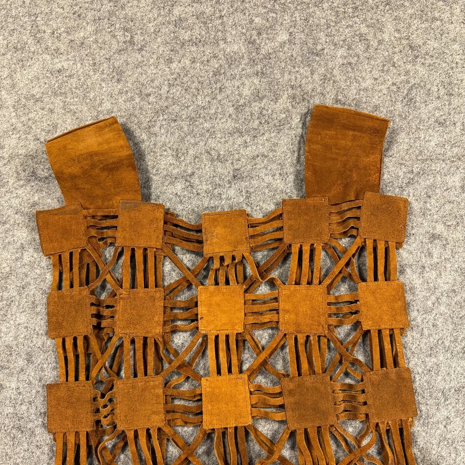 Chaleco túnica de celosía de gamuza de colección para mujer talla única marrón boho festival hecho a mano Foto 2 de 4