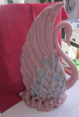 Royal Haeger Mauve Agate large swan planter vase figurine 15 1/ 2'' orig. label